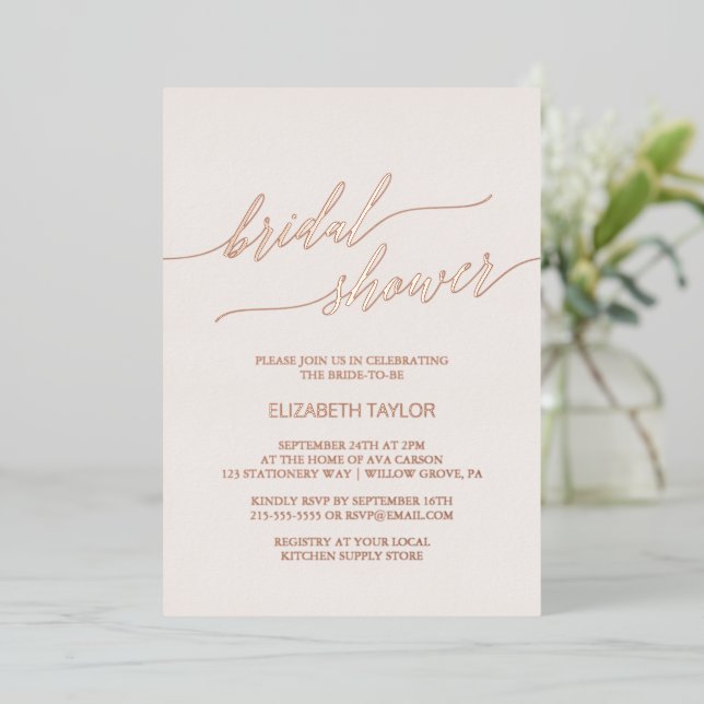 Elegant Rose Gold Foil | Blush Pink Bridal Shower (Standing Front)