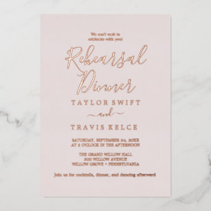 Elegant Rose Gold Foil   Blush Rehearsal Dinner 