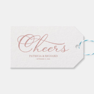 Elegant Rose Gold Foil Cheers Wine Bottle Tags