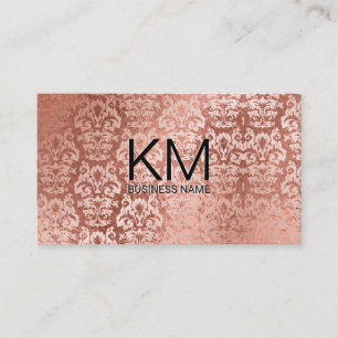Elegant Rose Gold Foil Damask Pattern Business Card