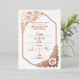 Elegant Rose Gold Foil Floral Wedding Invitation 