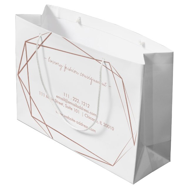 Elegant Rose Gold Foil Frames Modern Professional Large Gift Bag (Back Angled)