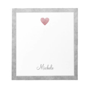 Elegant Rose Gold Foil Heart Modern Script Notepad