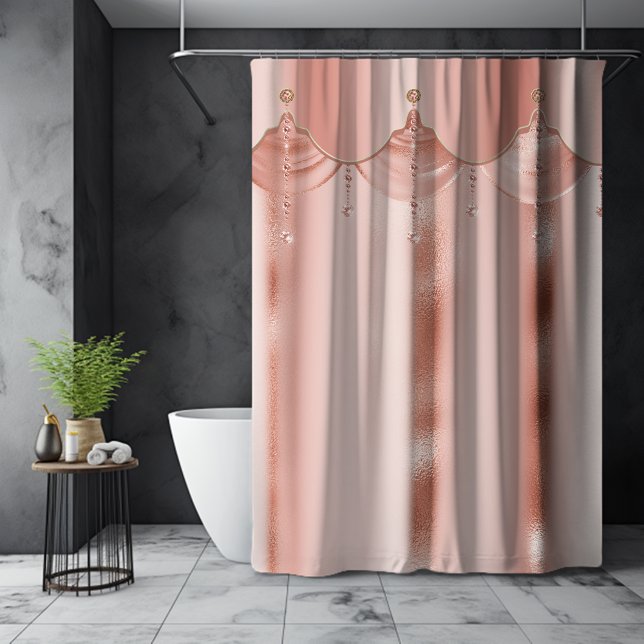 Elegant Rose Gold Foil Jewel Accent (Elegant Rose Gold Foil Jewel Accent Shower Curtain)