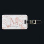 Elegant Rose Gold Foil Marble Monogram Luggage Tag<br><div class="desc">Elegant Rose Gold Foil | White Marble | Monogram Luggage tag with chic marble in copper rose gold shades of pink. Easy to customize with your name,  monogram,  and details. Please contact us at cedarandstring@gmail.com if you need assistance with the design or matching products.</div>