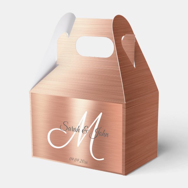 Elegant Rose Gold Foil Wedding Favour Favor Box (Front Side)