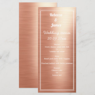 Elegant Rose Gold Foil Wedding Menu