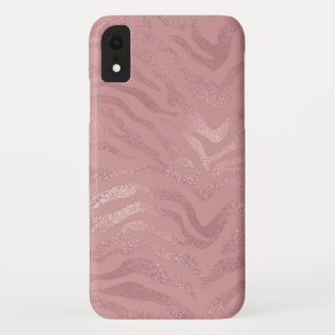 Elegant Rose Gold Foil Zebra Animal Pattern iPhone XR Case