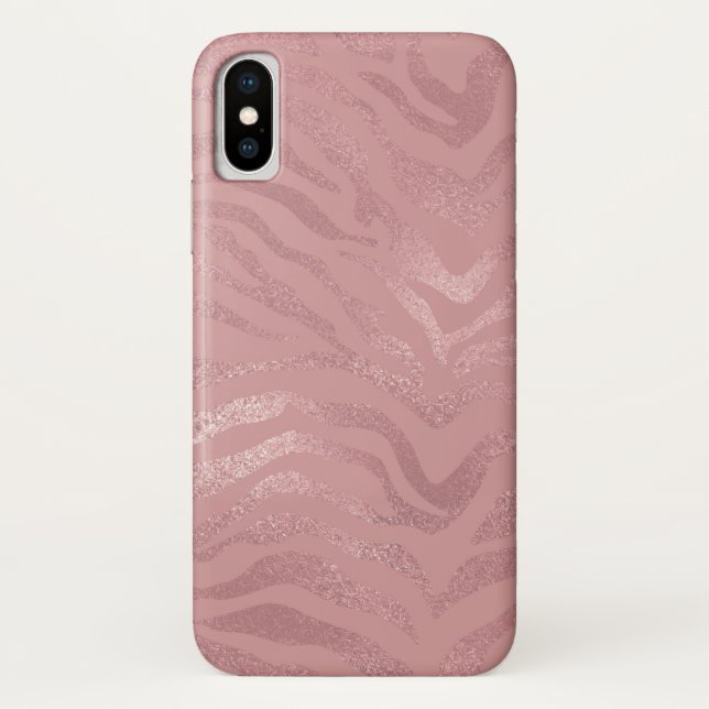 Elegant Rose Gold Foil Zebra Animal Pattern Case-Mate iPhone Case (Back)