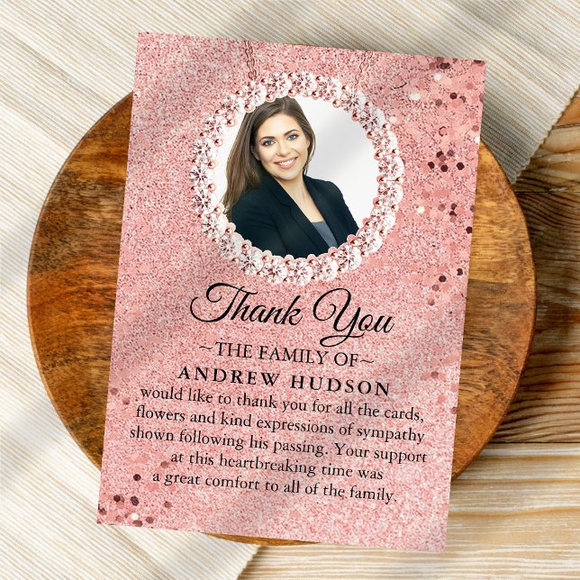 Elegant Rose Gold Funeral Thank You Card (Creator Uploaded)
