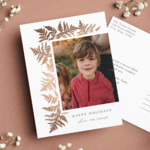 Elegant Rose Gold Garland 2 Photo Christmas  Holiday Postcard