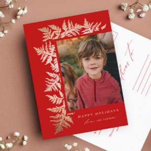 Elegant Rose Gold Garland Photo Christmas  Holiday Postcard