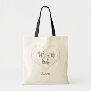Elegant Rose Gold Geometric Heart Mother of Bride Tote Bag