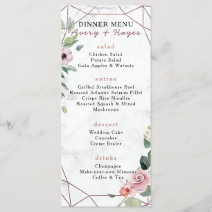 Elegant Rose Gold Geometric Wedding Menu