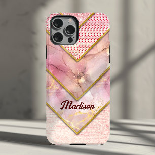 Elegant rose gold girly geometric iPhone 15 case