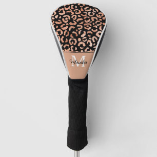 Elegant Rose Gold Glam Leopard Personized Golf Head Cover