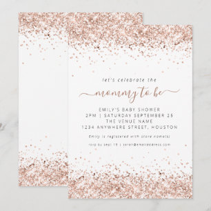 Elegant Rose Gold Glitter Baby Shower Invitation