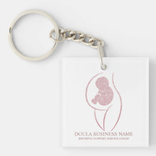 Elegant Rose Gold Glitter Birthing Support Keychain