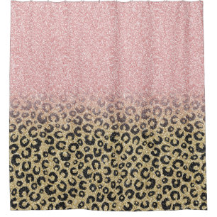 Elegant Rose Gold Glitter Black Leopard Print