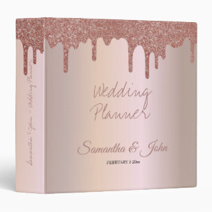 Elegant Rose Gold Glitter, Blush and Black Text Binder
