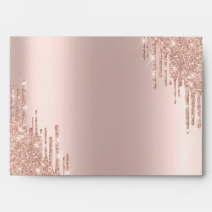 Elegant Rose Gold Glitter Bokeh Drips Envelope