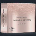 Elegant  Rose Gold Glitter Bokeh Hearts Wedding Binder<br><div class="desc">Elegant  silver heart rings on rose gold glitter bokeh.</div>