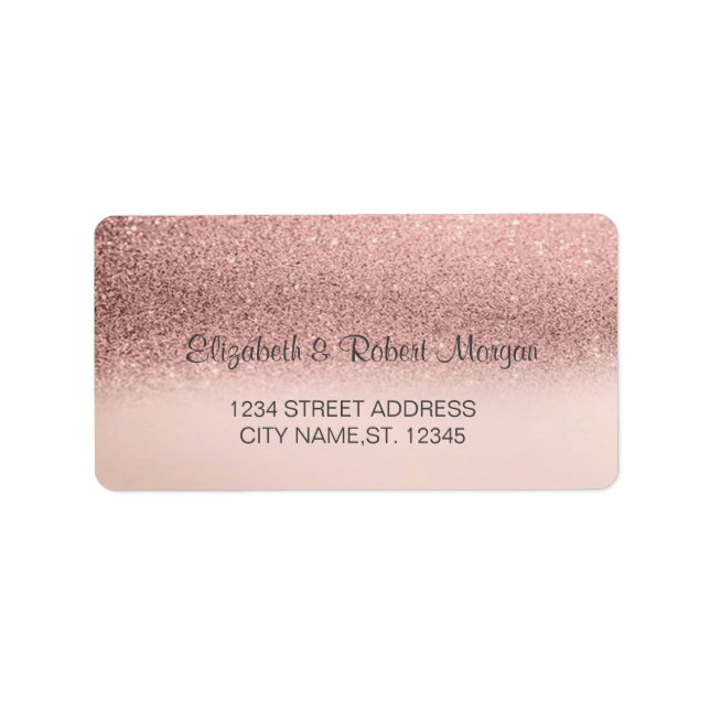 Elegant Rose Gold Glitter Bokeh Ombre Label (Front)