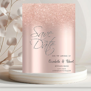 Elegant Rose Gold Glitter Bokeh Save The Date