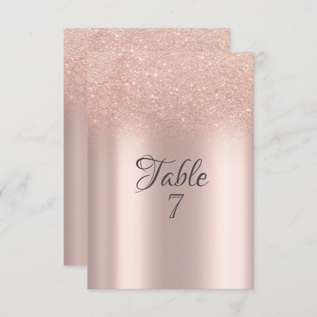 Elegant Rose Gold Glitter Bokeh Table  Card (Front/Back)