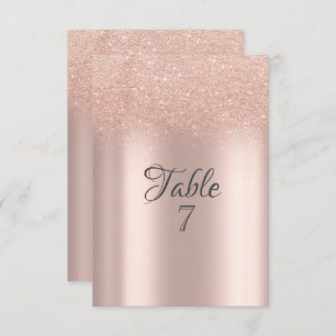 Elegant Rose Gold Glitter Bokeh Table Card