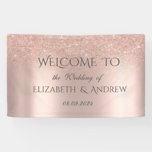 Elegant Rose Gold Glitter Bokeh Wedding Banner