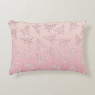 Elegant Rose Gold Glitter Christmas Tree Pattern Accent Pillow