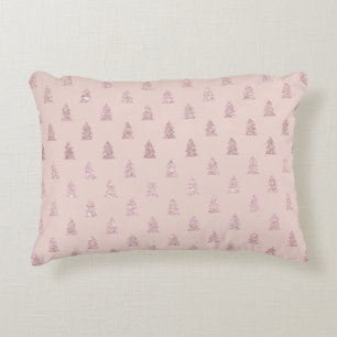 Elegant Rose Gold Glitter Christmas Tree Pattern Accent Pillow