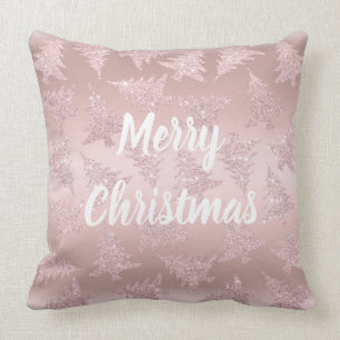 Elegant Rose Gold Glitter Christmas Tree Pattern Throw Pillow