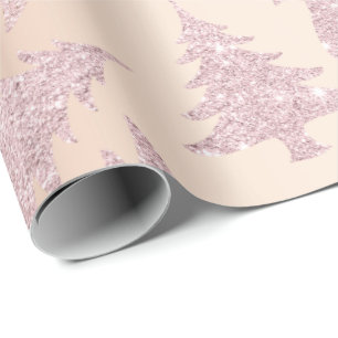 Elegant Rose Gold Glitter Christmas Tree Pattern Wrapping Paper