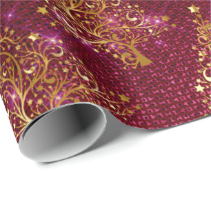 Elegant Rose Gold Glitter Christmas Tree Pattern Wrapping Paper