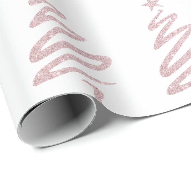 Elegant Rose Gold Glitter Christmas Tree Pattern Wrapping Paper (Roll Corner)