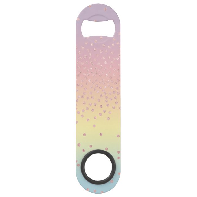 Elegant rose gold glitter confetti dots gradient bar key (Front)