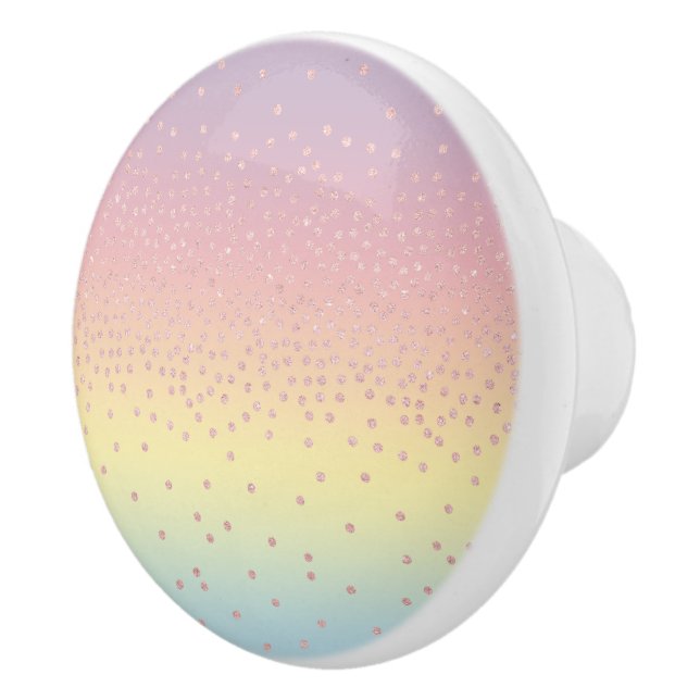 Elegant rose gold glitter confetti dots gradient ceramic knob (Right)