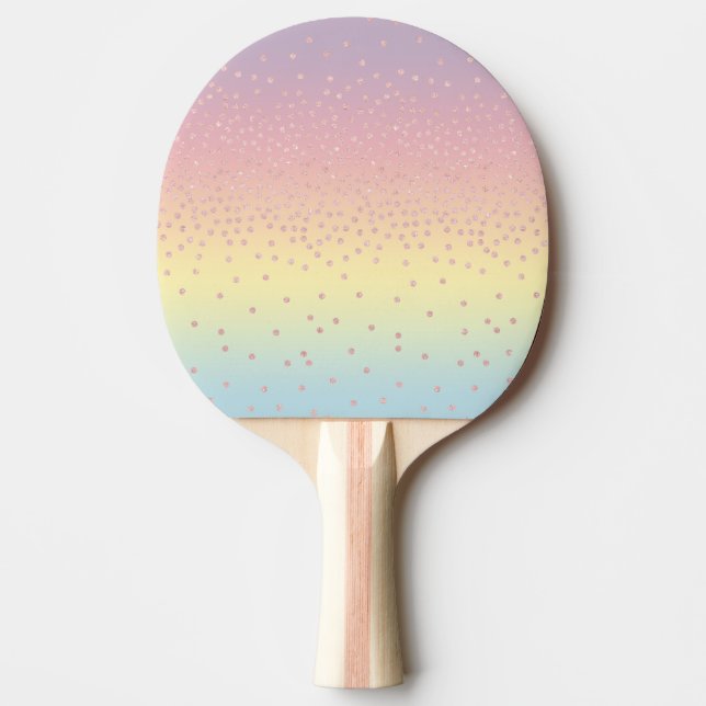 Elegant rose gold glitter confetti dots gradient ping pong paddle (Front)