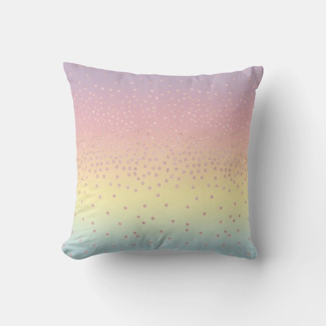 Elegant rose gold glitter confetti dots gradient throw pillow (Front)