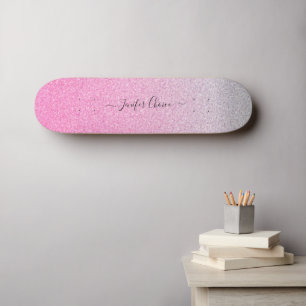 Elegant ROSE GOLD Glitter Custom Name  Skateboard