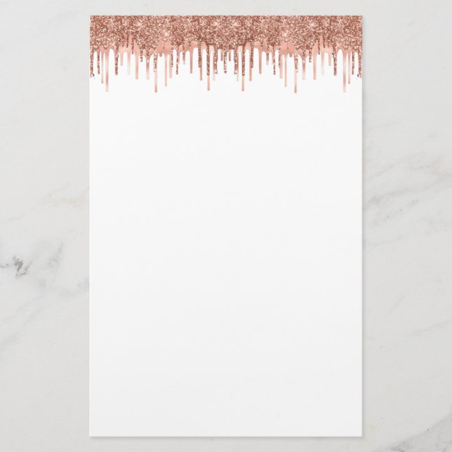 Elegant rose gold glitter drip stationery (Front)