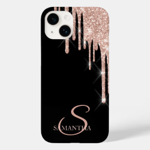 Elegant Rose Gold Glitter Drips Case-Mate iPhone 14 Case