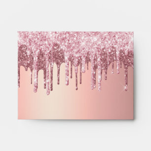 Elegant rose gold glitter drips envelope