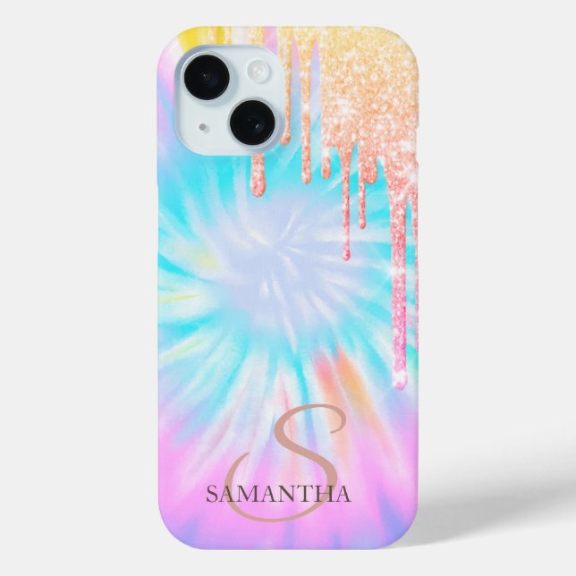 Elegant Rose Gold Glitter Drips Tie Dye Case-Mate iPhone Case (Back)
