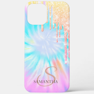 Elegant Rose Gold Glitter Drips Tie Dye iPhone 12 Pro Max Case