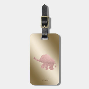 Elegant Rose Gold Glitter Elephant-Personalized Luggage Tag