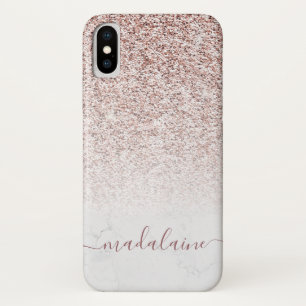 Elegant Rose Gold Glitter Fade Marble Monogram Cas Case-Mate iPhone Case