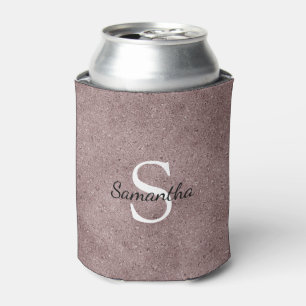 Elegant Rose Gold Glitter Foil Sparkle Monogram Can Cooler
